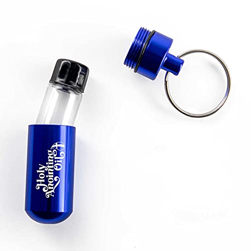 Logos Trading Post Anointing Oil Bottle with Blue Keychain Container - color: Blue