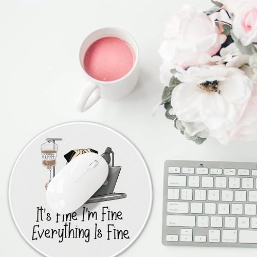 Funny Bulldog Round Gaming Mouse Pad 7.9x7.9, It's Fine I'm Fine Everything is Fine Round Mousepads for Desk Home Office Computers Laptop Accessories, Bulldog Gifts for Women Men Dog Lovers - color: Cute Sloth 20A