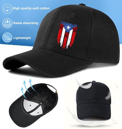 Baseball Cap for Men Cotton Black Baseball Hat for Mens Snapback Hats Trucker Dad Hat Snap Back Flat Bill Men's Caps - color: Puerto Rico