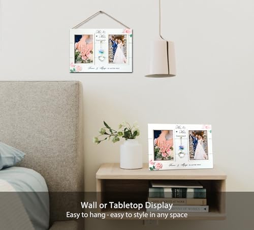Mr. & Mrs. Wedding Picture Frame, Gift for Couple, K9 Crystal Charm - color: 4. White - Forever & Always