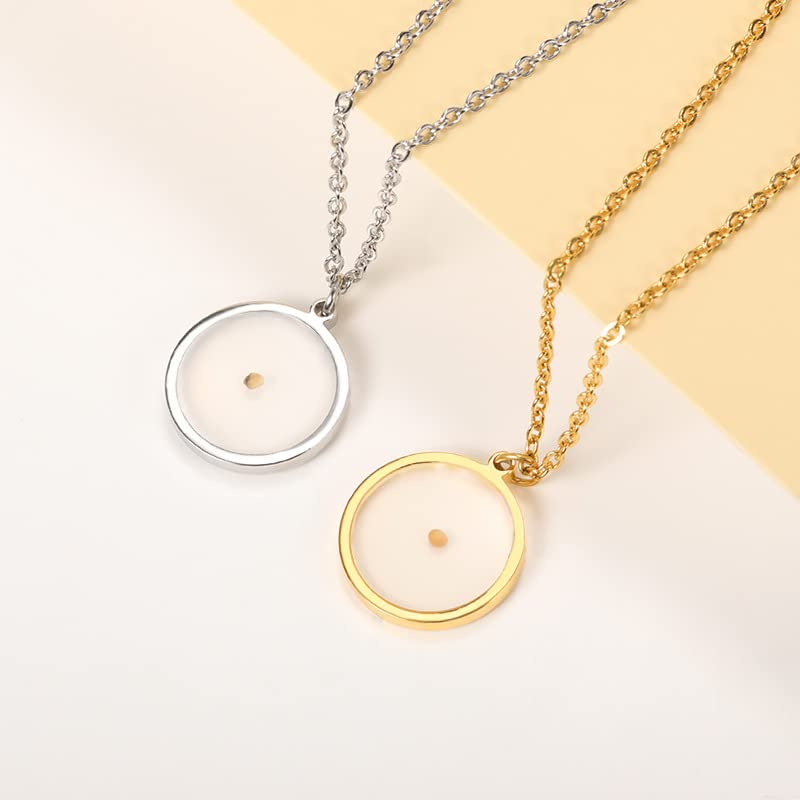Mustard Seed Necklace - Rectangle, Round, Mountain, Hill Christian Faith Geometric Religious Inspirational Gift With Message Card - color: Gold, style: Round