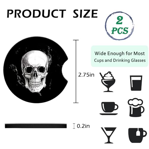 2 Pack Black Cat Car Coasters for Cup Holder,Neoprene Anti Slip Mat - color: Big Black Cat