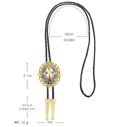 GelConnie Gothic Bolo Tie for Men Women 3D Art Western Cowboy Necktie - color: Cross Bolo Tie-no Luminous