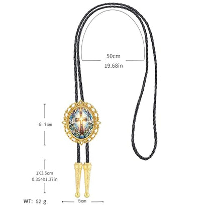 GelConnie Gothic Bolo Tie for Men Women 3D Art Western Cowboy Necktie - color: Cross Bolo Tie-no Luminous