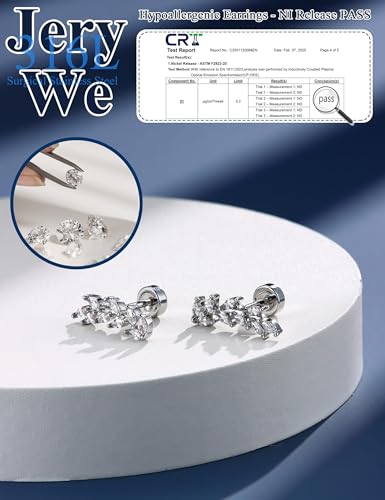 JeryWe Cartilage Earrings for Women Hypoallergenic Helix Piercing Jewelry - color: D:leaf-silver filled