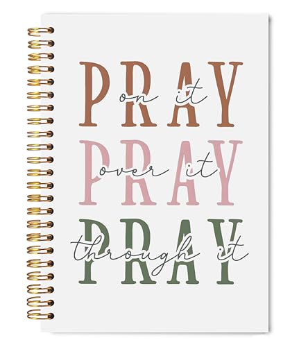 Prayer Notebook Journal 5.5x8.3, Pray on Over Through It Christian Bible Journaling Notebooks for Note Taking, Christian Gifts for Women, Religious Scripture Hardcover Spiral Notebook - color: Prayer Blank Book 02