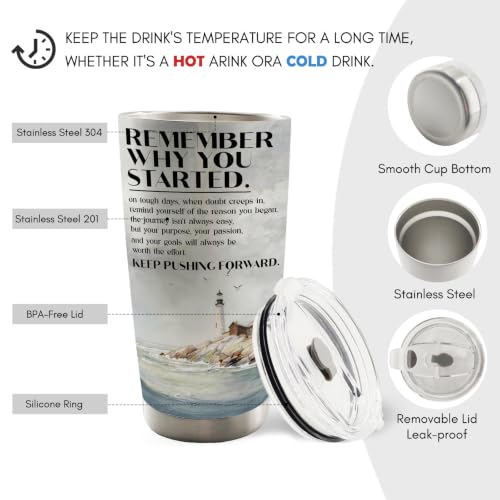 Inspirational Nautical Lighthouse 20oz Travel Coffee Mug Tumbler - color: why