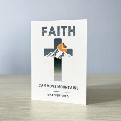 Faith Can Move Mountains Card Christian Encouragement Cards Matthew 17:20 Bible Verse Faith Greeting Gift for Friend Bestie Prayer Partner Family Coworker - color: Faith Can Move Mountains Matthew 17:20