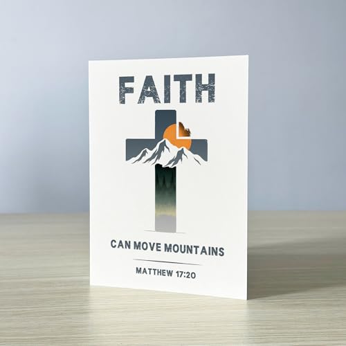 Faith Can Move Mountains Card Christian Encouragement Cards Matthew 17:20 Bible Verse Faith Greeting Gift for Friend Bestie Prayer Partner Family Coworker - color: Faith Can Move Mountains Matthew 17:20