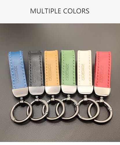 Double-Sided Cowhide Keychain for Car Keys, Vegetable-Tanned - color: Blue