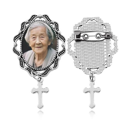 Wedding Double Picture Frame Brooch for Bride Grooms Boutonniece Pin for Wedding Bouquet - color: Color K