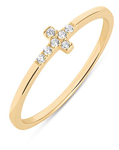 Milla Cross Rings for Women – 925 Sterling Silver or 14K Gold Plated Stackable Ring – Christian Gifts for Women, Catholic Jewelry, Faith and Religious Presents for Her - color: 14K Gold Plated