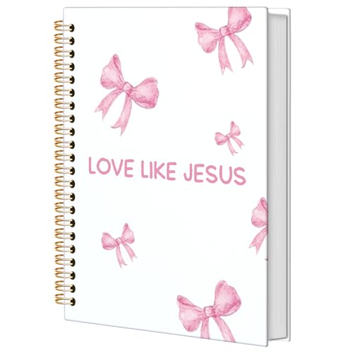 BNHJKFQZ Coquette Pink Bow Bible Journal for Women,Christian Gifts for Women Girls,Cute Bible Study Supplies Journaling Notebook,Preppy Pink Bow Hardcover Spiral Notebook 5.5 x 8.3 Inch - color: Bible -Pink