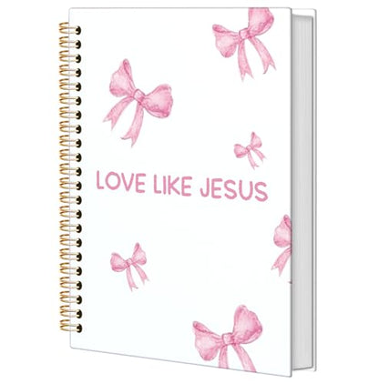 BNHJKFQZ Coquette Pink Bow Bible Journal for Women,Christian Gifts for Women Girls,Cute Bible Study Supplies Journaling Notebook,Preppy Pink Bow Hardcover Spiral Notebook 5.5 x 8.3 Inch - color: Bible -Pink
