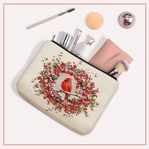 Cardinal Makeup Bag Mom Gift: Cute Red Bird Flower Themed Cosmetic & Toiletry Organizer Pouch For Daughters, Sisters, Friends,Teen Girls & Women.Ideal Christian Gift For Travel, Birthdays. - style: Cardinal Birds