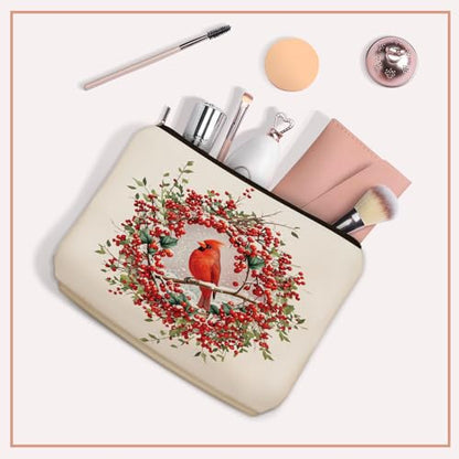 Cardinal Makeup Bag Mom Gift: Cute Red Bird Flower Themed Cosmetic & Toiletry Organizer Pouch For Daughters, Sisters, Friends,Teen Girls & Women.Ideal Christian Gift For Travel, Birthdays. - style: Cardinal Birds
