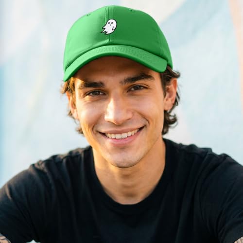 DALIX Ghost Embroidered Mens Womens Cotton Dad Hat Baseball Cap Adjustable - color: Kelly Green