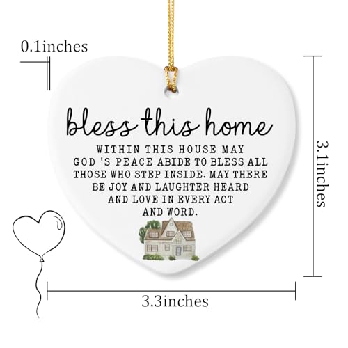 House Warming Gifts New Home God Bless This Home Christian Gifts New Home for Men Women Christmas Ceramic Heart Ornament
