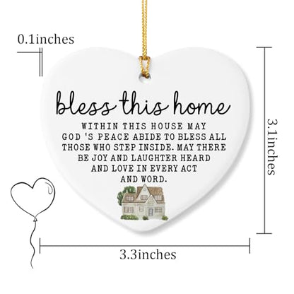 House Warming Gifts New Home God Bless This Home Christian Gifts New Home for Men Women Christmas Ceramic Heart Ornament