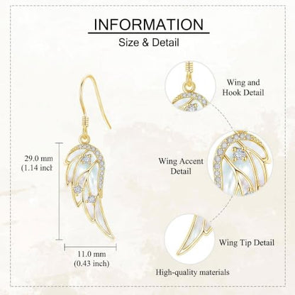 ONEFINITY Angel Wings Earring for Women Feather Wing Earring Angel Jewelry - color: gold