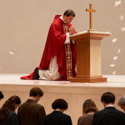 Clergy Vestments Chasuble Cross Robe Priest Cloak Church Mass - color: Red