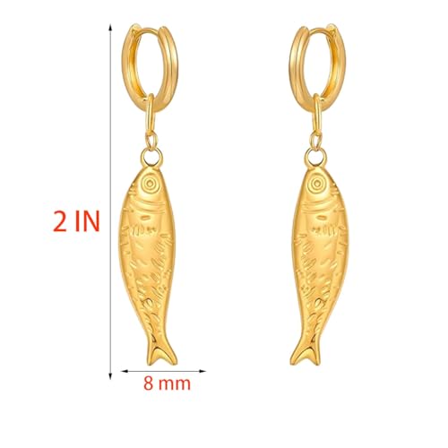 Fish Earrings for Women - color: Gold