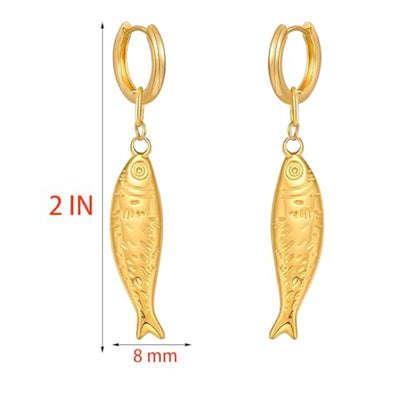 Fish Earrings for Women - color: Gold