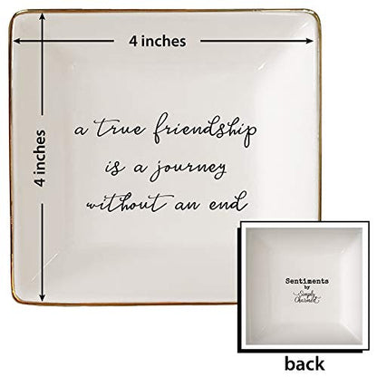 Simply Charmed Best Friend Gift for Women - Birthday Gift for Friend - Ceramic Ring Dish for Her Jewelry - Trinket Tray or Dish - style: True Friend