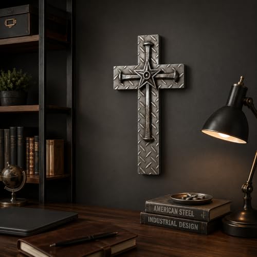 Comfy Hour 12 Inch Wall Cross for Home Decor, Nail Star Plaque