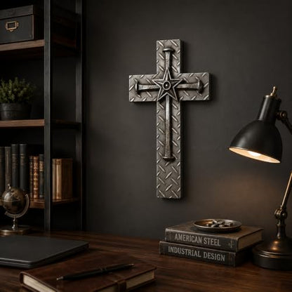 Comfy Hour 12 Inch Wall Cross for Home Decor, Nail Star Plaque