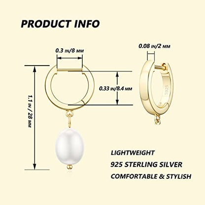 SEVENWELL Huggie Hoop Earrings for Women, Dangle Dangle Hoops - color: 09 Gold Pearl