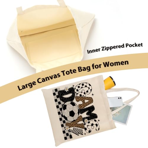 Faith Canvas Tote Bag, Christian Gifts for Women Mama Sister Inspirational Bible Verse Birthday Christmas - color: Soccer 875
