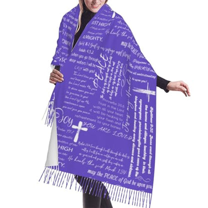 Prayer Shawls and Wraps for Women, Jesus Christian Gifts Bible Scarf Super Soft Fashion Shawl With Tassel - color: Purple