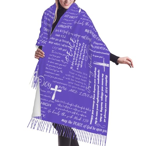 Prayer Shawls and Wraps for Women, Jesus Christian Gifts Bible Scarf Super Soft Fashion Shawl With Tassel - color: Purple