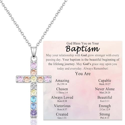 Cross Necklace for Little Girls Catholic Christian Religious Gifts - color: Baptism