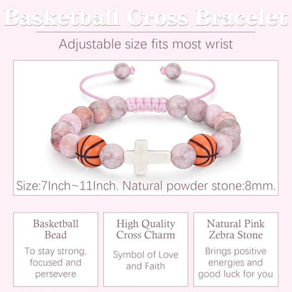 Bracelets for Girls Cross Soccer Bracelets Birthday Gifts for Girl - color: 5# Basketball Girl