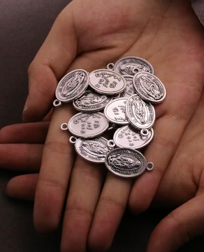 COTTVOTT Saint Therese of Lisieux/Saint Mother Teresa of Calcutta/Divine Mercy Jesus/Mater Dolorosa Patron Saint Medal Charm Pendant for DIY Rosary Necklace Bracelet Jewelry Making Part - color: 30pcs-Our Lady of Guadalupe