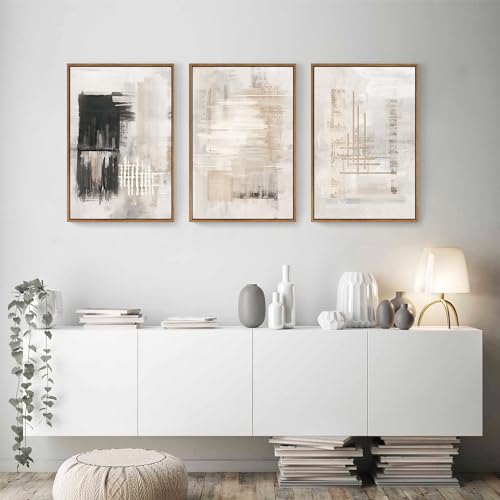 HPINUB Modern Abstract Canvas Art Prints, Black and White, 24"x36", 3-Pack, Neutral, Bedroom, Living Room, Office, Bathroom, Dining Room - color: Abstract Black and White Wall Art, size: 24"L x 36"W