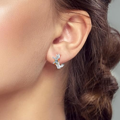 LAZA 925 Sterling Silver Earrings for Women Huggies Hoop Gold Earrings - color: Colorful butterfly hoop earrings
