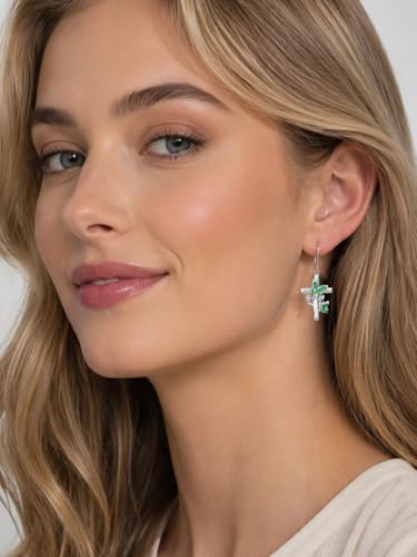 Butterfly Earrings for Women 925 Sterling Silver Birthstone Butterfly Cross Rose Dangle Earrings Elegant Butterfly's Jewelry Gift for Birthday Valentines Day Christmas - color: 5-May