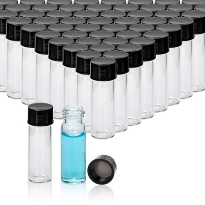 PEKYBIO 100 PCS 4ML Clear Small Liquid Sample Glass Vials with Screw Caps - size: 4 ml (100 pieces)