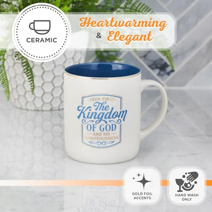 Christian Art Gifts Royal Blue The Kingdom of God Ceramic Coffee Mug, 14 oz. - color: Royal Blue/Kingdom of God