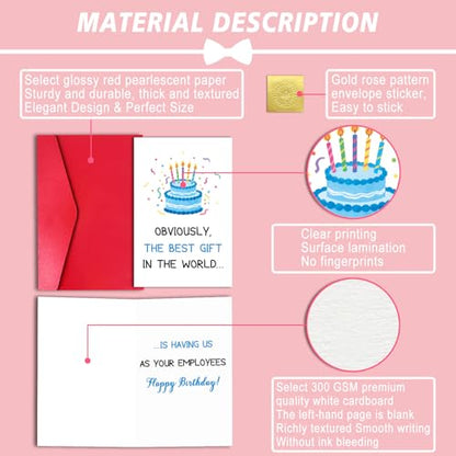 LYMEQING Funny Boss Birthday Card, Happy Birthday Gift Card for Boss Leader Manager Employer (the Best Gift in the World Is Having Us as Your Employees) - color: #134