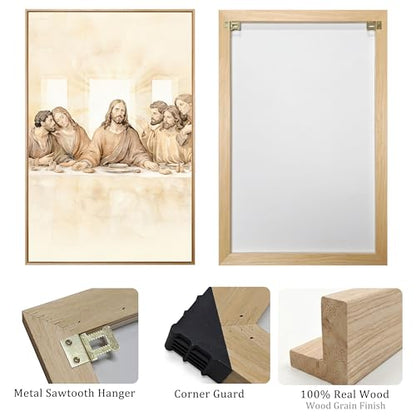 Large Framed The Last Supper 3 Piece Wall Art for Dining Room, 24x36 In - color: Last Supper, size: 24"W x 36"H