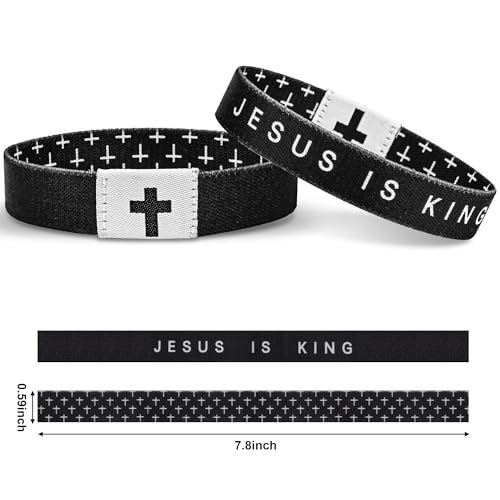 Daily Bible Verse Bracelet, Christian Bracelet for Women Men, Christian Jesus Jewelry Gifts Wristband - style: Black
