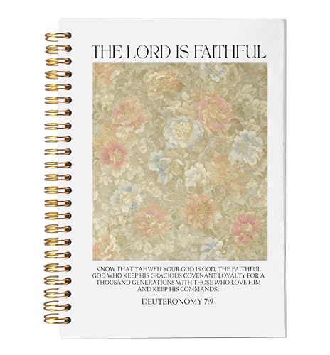 VNWEK Elegant Peony Christian Spiral Notebook Journal 5.5x8.3 Inch, Deuteronomy 7:9 Bible Journal for Women, Vintage Floral Bible Scripture Lined Hardcover Spiral Notebook - color: 43-XZ-bible-notebook