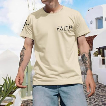 Christian Faith Cross Shirts for Men Jesus God Bible Verse Shirt Religious Inspirational Tshirts Graphic Cotton Tees - color: Apricot, size: X-Large