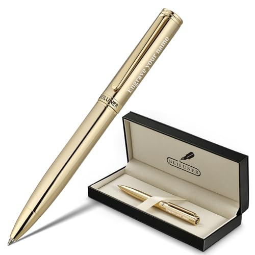 BEILUNER Personalized Gold Gel Pen, Stunning Luxury Pens with 24K Gold Finish, Black Ink Refill, Executive Gift Set for Family & Friends,Writing,Fancy,Office,Retractable, Graduation,Nice Designer Pens - color: ,Gold (Personalized)
