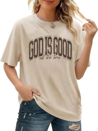 Christian Shirt for Women God is Good Shirts Womens Graphic Tshirts Jesus Shirt Bible Verse Inspirational Tee - color: Apricot, size: XX-Large
