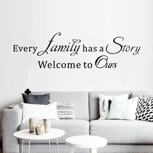 Inspirational Family Wall Stickers for Bedroom: Home Quotes Motivational Vinyl Art Wall Decals for Living Room Kitchen Apartment Bathroom - Every Family Has a Story 25" X 7" - color: Every Family Has a Story, size: Small